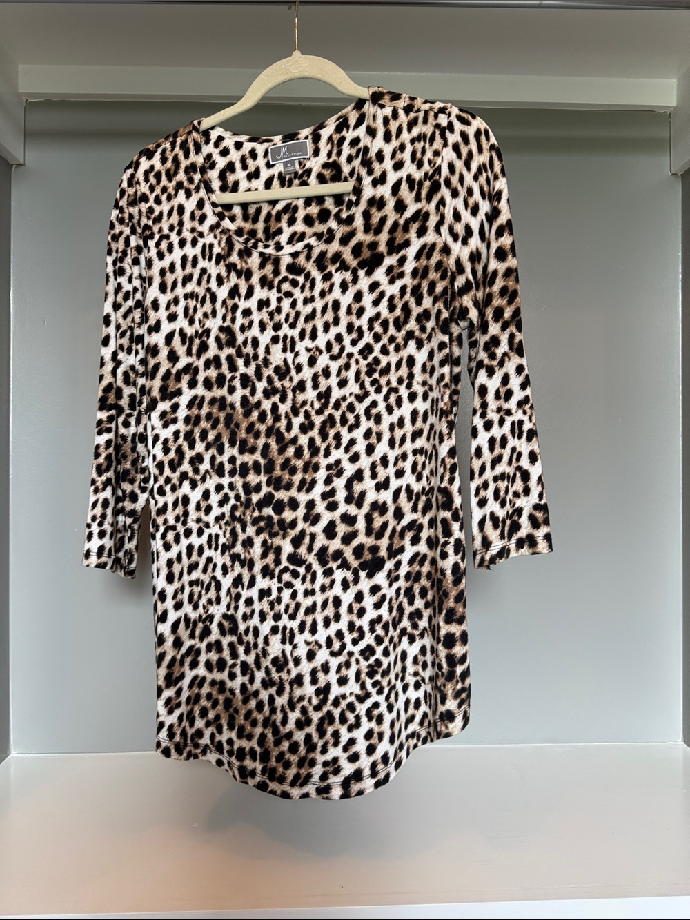 JM Collection Leopard Print Brown and Black 3/4 Sleeve Tunic
